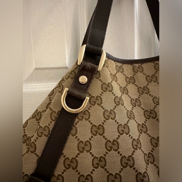 GUCCI Monogram Medium Abbey Shoulder Hobo Bag Dark Brown - Picture 2 of 10